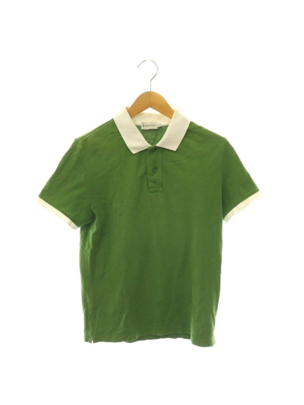 Moncler Polo Shirt Top Short Sleeve Pique Line Green White S